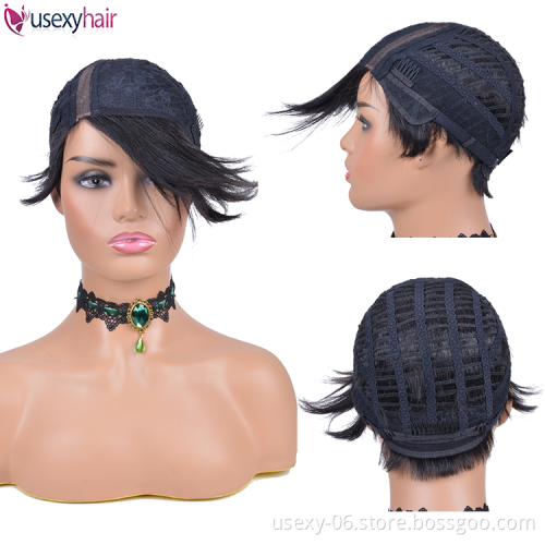 Wholesale Virgin Cuticle Aligned 100% Hair Human Hair Wigs Pixie Cut Short Brazilian Hair pixie wigs